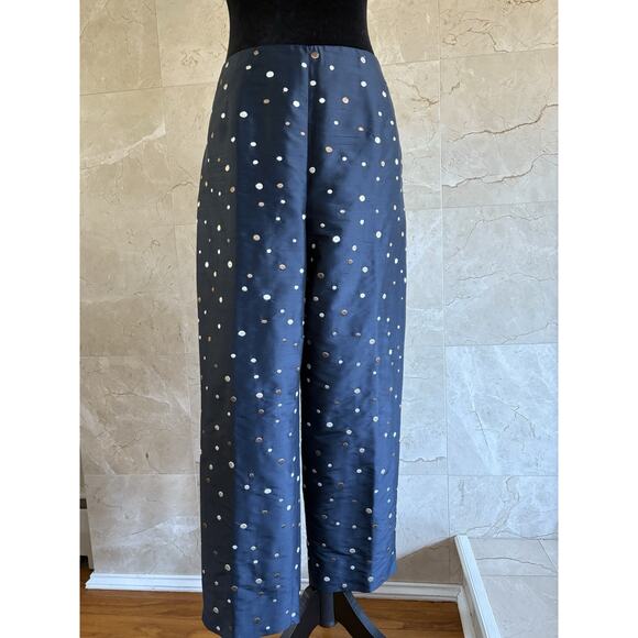 Talbots Silk Blend Ankle Pants - 12, Navy Swiss Dot Lined Holiday Hostess Party - Picture 7 of 10